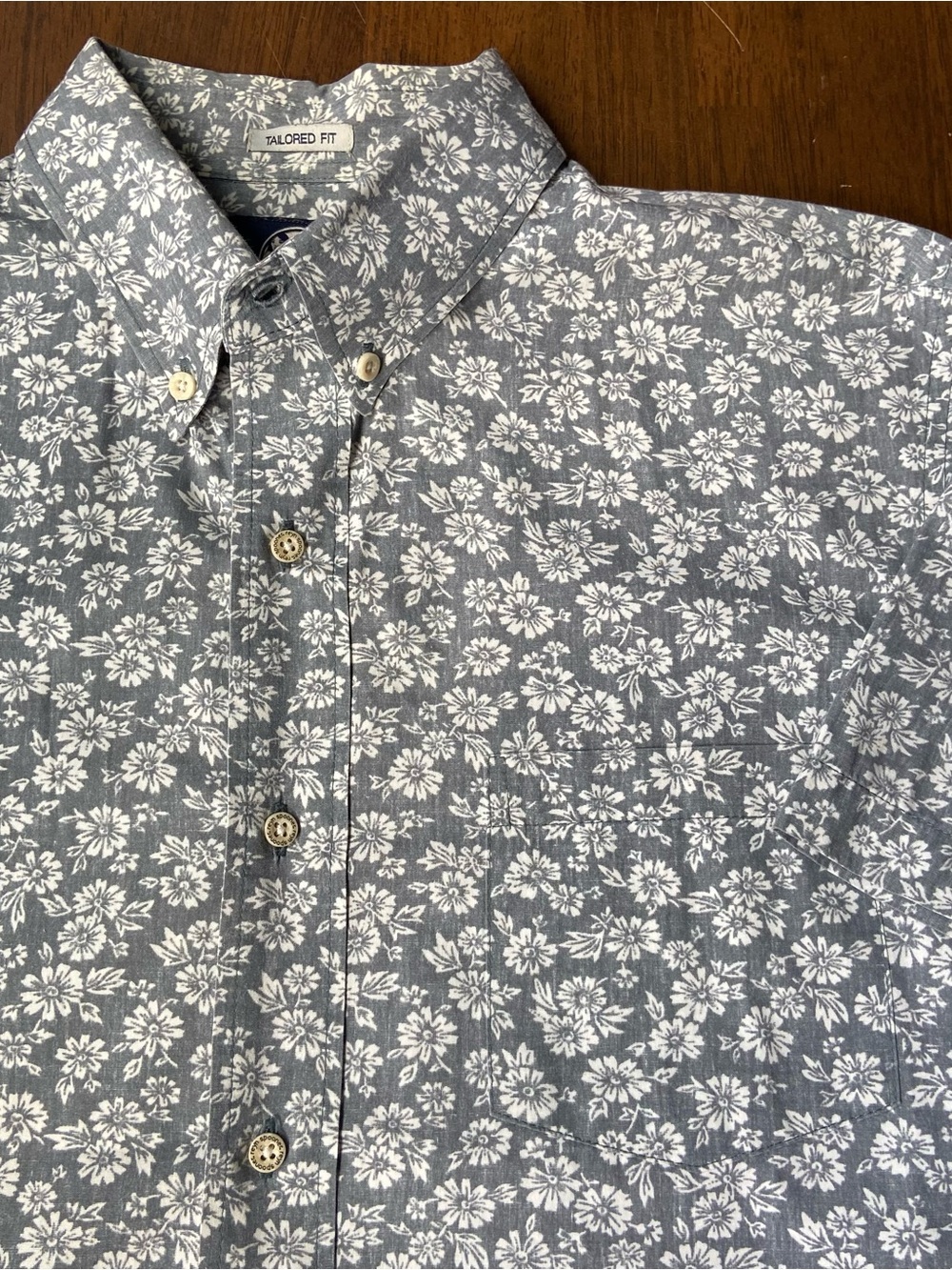 Reyn Spooner Hawaiian Short Sleeve Shirt Mens M Floral Tailored Fit Grey Cotton